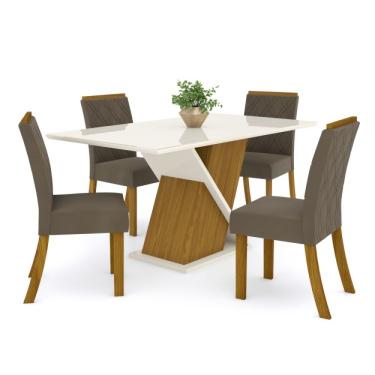 Imagem de Conjunto Jantar 4 Cadeiras Helena Espresso Off White Bege