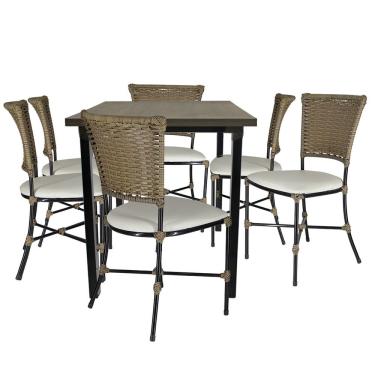 Imagem de 6 Cadeiras Gramado Pequi Mesa De Jantar Jogo De Jardim