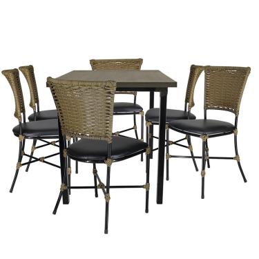 Imagem de 6 Cadeiras Gramado Pequi Jantar Mesa Jogo De Jardim