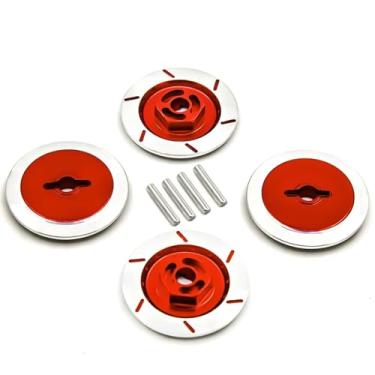 Imagem de Chanjorlin 1/10 RC Aluminum 12mm Hex Drift Wheels Hub Rim Brake Disc Decoration Upgrade Parts for 1:10 On Road Rally Touring Racing Street Car Truck Tires Traxxas Tamiya HSP HPI Redcat 4PCS (Red)