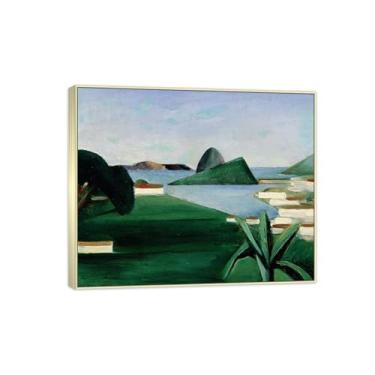 Imagem de Tarsila do Amaral Famosas Impressões em Tela-Imagem arte parede lona-Moldura Prata Pintura decoração quarto Sala de estar(Rio Janeiro) 70x85cm
