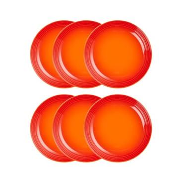 Imagem de Jogo de 6 Pratos Fundos de Cerâmica 22 cm Laranja
