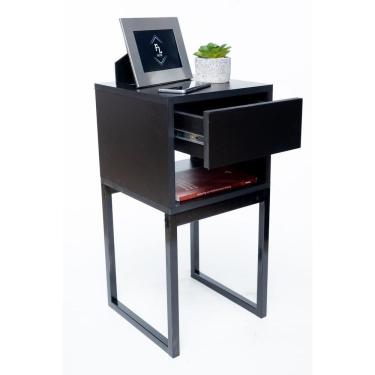 Imagem de Kit 2 Mesas Cabeceira Preto Industrial Eco 40Cm Base Preta