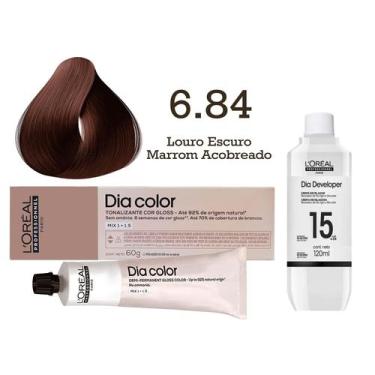 Imagem de Tonalizante Dia Color 6.84 Louro Escuro Marrom Acobreado + Emulsão Rev