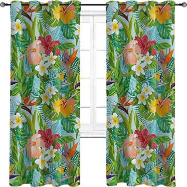 Imagem de Cortinas blackout de folhas para quarto - isolamento térmico, economia de energia e redução de ruído, cortina de isolamento de cozinha com tratamento de sombreamento completo, L 213 cm x C 182 cm azul