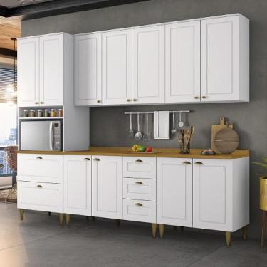 Imagem de Cozinha Modulada com Pés 271,5cm 11 Portas 5 Gavetas com Tampo America