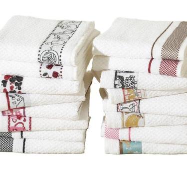 Imagem de Kit 10 Toalha Pano de Copa Prato Jacquard Atoalhado Felpudo 45x70 cm 1