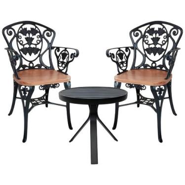 Imagem de Kit 2 Cadeiras com Mesa de Centro Alumínio para Varanda Jardim Area Ex