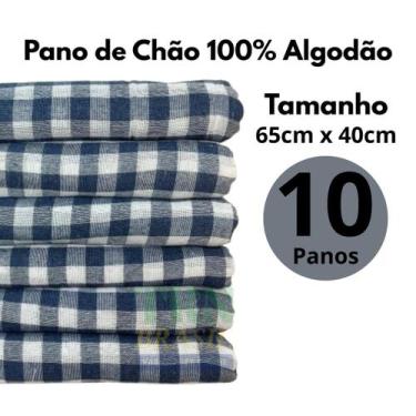 Imagem de Kit Até 10 Pano de Chão Saco Duplo alvejado Xadrez 65x40 Grande Super 