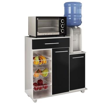 Imagem de Balcao Fruteira Cozinha 2 Portas 89 cm MF185 Branco Preto Dtall