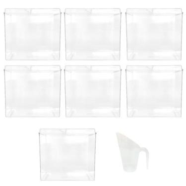 Imagem de Kit 7 Potes Acrílico Retangular c/Tampa 13,8l+ Conchas 600ml - Ex Pote