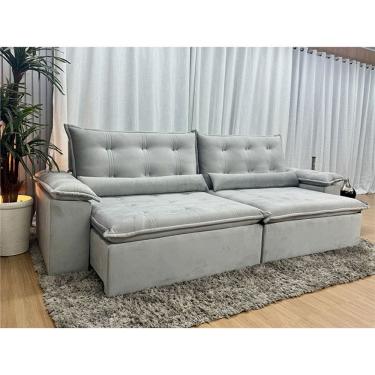 Imagem de Sofá Retrátil Reclinável 1,80 m Cinza Prata 710 Tijuca Plus