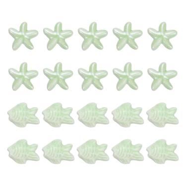 Imagem de PATIKIL 20 peças de contas de porcelana de estrela do mar, espaçador de cerâmica oceânica de 8 mm, contas soltas para pulseira, colar, brinco, joias, artesanato, faça você mesmo, verde claro