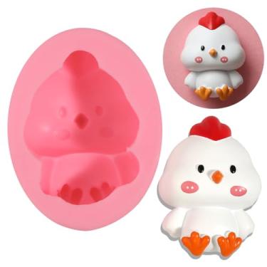 Imagem de ICNYEKl 1 molde de silicone fofo de chocolate de frango, molde de fondant de decoração de bolo de animais de desenho animado, para coberturas de cupcake, assar cozinha, biscoitos, massa de mousse