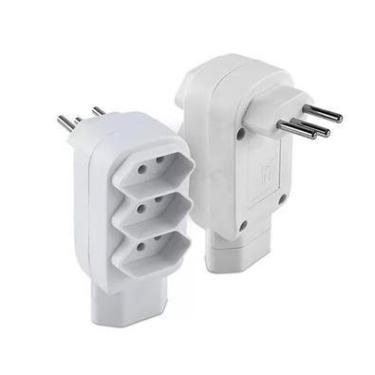 Imagem de Tomada Benjamin E Adaptador, 4 Tomadas, 3 Pinos Tripolares 10a, Bivolt