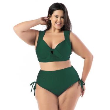 Imagem de Biquíni Plus Size Com Bojo Reforçado Cintura Alta E Textura - WA modas
