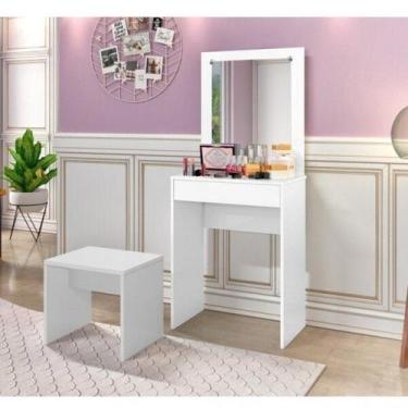 Imagem de Conjunto Penteadeira com Espelho 1 Gaveta e Banqueta Sofia - J&A Móvei