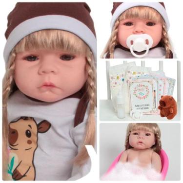 Imagem de Boneca Bebê Reborn Princesa 100% Silicone Kit Capivara - Cegonha Rebor