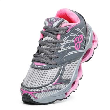 Imagem de Tênis Infantil Feminino Leve Confortável Ideal Para Escola Preto Pink (Cinza, BR, Criança de 4 a 8 anos, Numérico, 30)