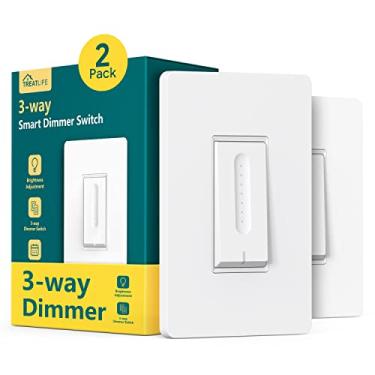 Imagem de TREATLIFE Pacote Com 2 Interruptores Inteligentes De Dimmer De 3 Vias, 2 Interruptores De Luz Reguláveis De 3 Vias, Interruptor Inteligente Wifi De 2,4 Ghz Compatível Com Alexa E Google Home, Fio Ne