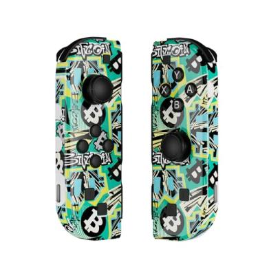 Imagem de Aulaxyee Controle sem fio de substituição para Switch 1/Lite/OLED com joystick 3D, Turbo, sensor de movimento, vibração, captura de tela, carregamento USB-C, bateria de 500 mAh (verde)