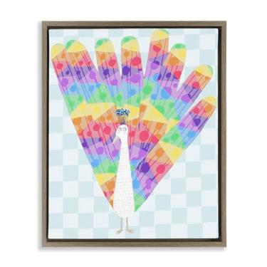 Imagem de Stupell Industries Arte de parede em tela flutuante marrom pavão arco-íris brilhante por Carla Daly, 80 x 63 cm