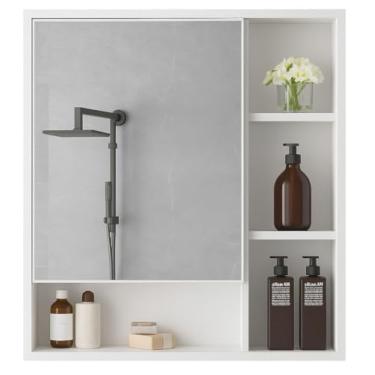 Imagem de Armário Banheiro De Parede 1 Porta Com Espelho Selene Casa JD (Branco)