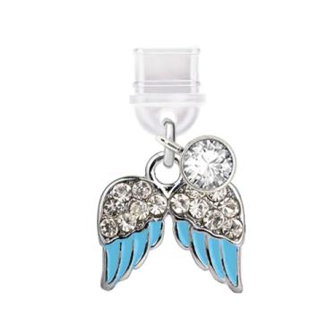 Imagem de ELISE & FONDA Porta de carregamento tipo C TP822 plugue antipoeira pequeno cristal asas de anjo pingente de celular para iPhone 15/16/Samsung/OnePlus/Xiaomi/oppo telefones Android (azul)