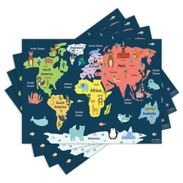Imagem de Jogo Americano com 4 peças - Mapa Mundi - Infantil - 2060Jo - Allodi