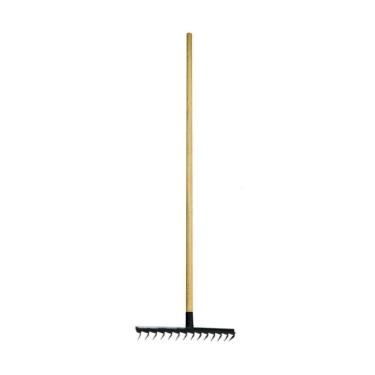 Imagem de Ancinho 16 Dentes Aço Carbono Cabo Madeira Pra Limpeza 125cm