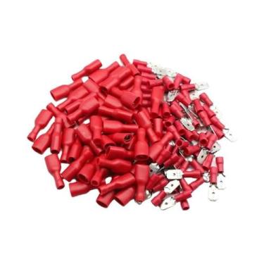 Imagem de Conectores De Fio Isolados Tipo Espada 100pcs 16-14 AWG Fêmea Macho De