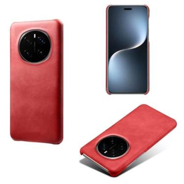 Imagem de Capa para Honor Magic7 PRO,Proteção contra quedas,Casca de volta de cor sólida simples,Design de couro de imitação de plástico-Red