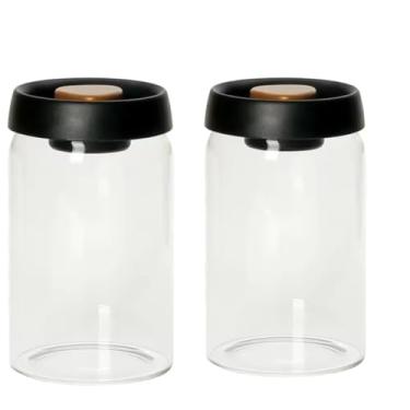 Imagem de kit 2 portas mantimentos de Vidro Borossilicato com Tampa a Vácuo Conjunto com 2 Unidades, Redondo Hermético (1800 ml)