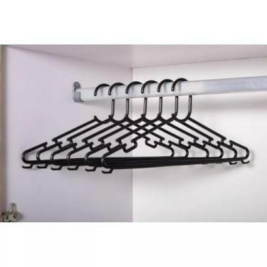 Imagem de Kit 12 Cabide Resistente adulto padrão CABIDE PRETO para roupas camiseta unidades