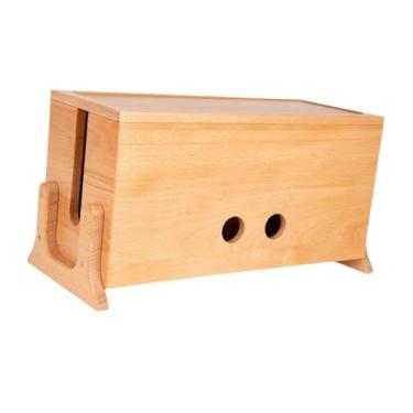 Imagem de IEUDNS Caixa de gerenciamento de cabos de madeira, recipiente com tampa, organizador de cabos retangular, mesa de armazenamento para computadores, hubs USB,