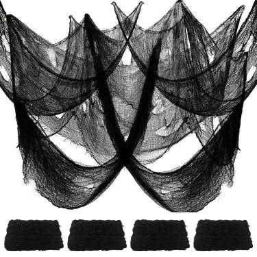 Imagem de Pano assustador para decorações de Halloween, 4 peças 182 x 76 cm, pano assustador de gaze assustadora, roupas assustadoras e soltas, decorações de Halloween para casas mal-assombradas, decoração de