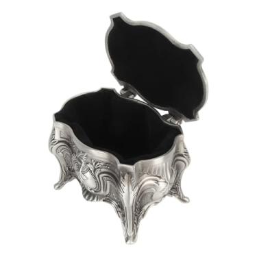 Imagem de Caixa de jóias vintage Estilo europeu Antique Tesouro Baú para Presente de Aniversário de Casamento Greta de Zinco Veludo Caso de Armazenamento Retro forrado