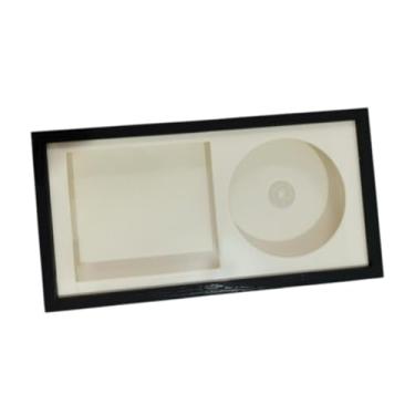 Imagem de Generic Moldura de exibição de CD Moldura de exibição de CD para entusiastas de música Álbum Imagem Disco de música Estojo de madeira para mesa de pé em casa
