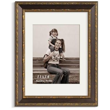 Imagem de Momentworth Moldura dourada 28 x 35 cm com tapete para 20 x 25 cm - Bronze antigo - Moldura vintage ornamentada 28 x 35 cm com vidro temperado e moldura de 3,8 cm de largura, suporte de parede para