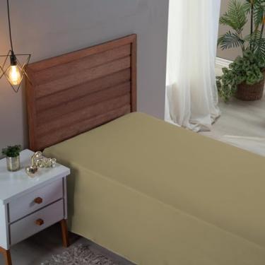 Imagem de Lençol Cama Solteiro 300 Fios 100% Algodão Sem Elástico Cama Box 30cm Altura Tecido Macio Qualidade (AVELÃ)
