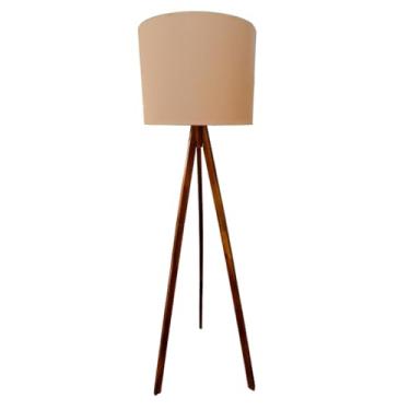 Imagem de Abajur De Chão Tripé 1,50 Cm Completo Com Cúpula Fiação Luminária De Piso Sala, Quarto, Escritório(Tripé Imbuia/Cúpula Caqui)