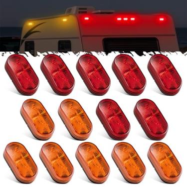 Imagem de Partsam 14 peças de luzes retangulares de LED para trailer de 10 cm, 18 luzes de LED para trator, caminhão, trailer, motorhome, IP67, à prova d'água, montagem em superfície (7 âmbar + 7 vermelho)