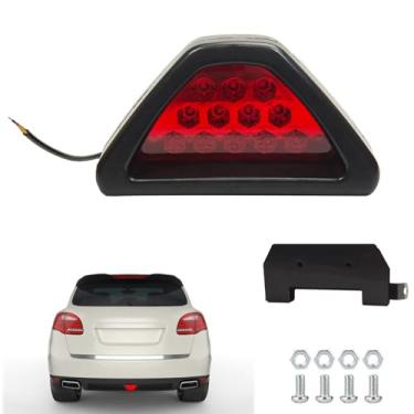 Imagem de GUQIANLU Luz de freio LED estilo F1, lâmpada de aviso de triângulo vermelho à prova d'água, luz de neblina traseira terceira luz de freio com 12 LEDs para carros, caminhões, motocicletas, luz de