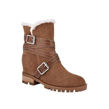Imagem de NINE WEST Bota feminina casual com forro de pele sintética Davyd, Marrom, 7.5