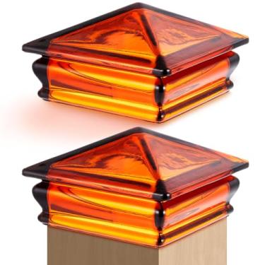 Imagem de GlikCeil 2 peças 10.2 cm x 10.2 cm (real 8,5" x 3,5'') tampa de poste de pirâmide de vidro, tampa de poste Newel serve para 8,9 cm para metal madeira cedro cerca deck corredores caixa de correio tampa