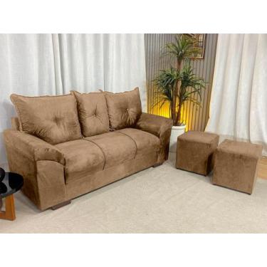 Imagem de Sofá 3 Lugares Chile com Puff Alpoim Bege 607