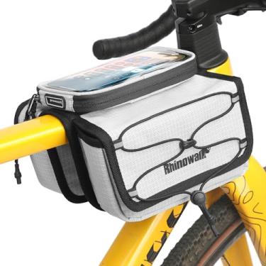 Imagem de Rhinowalk Bolsa frontal de bicicleta, armazenamento de estrutura de tubo superior de bicicleta, impermeável, bolsa de guidão de bicicleta, adequada para smartphone, acessórios de ciclismo profissional