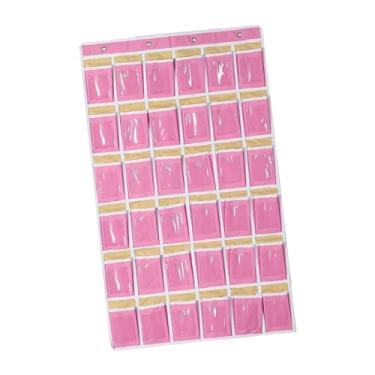 Imagem de Baoblaze Organizador de bolso para cartão de tabela de bolso para sala de aula para celulares, pendurado na parede ou na porta com bolsa de armazenamento de, Rosa 36 Treliça