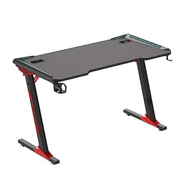 Imagem de Mesa de trabalho de escrita, mesa de jogos, mesa de computador, mesa de casa, quarto, escrivaninha, mesa de escritório, mesa atlética de jogos com luzes, mesa de PC, mesa de escritório em casa (cor: B