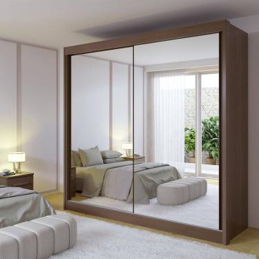 Imagem de Guarda-roupa Casal 100% Mdf 2 Portas com Espelho 6 Gavetas California Castanho